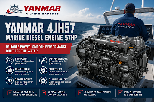 Reliable Power on the Water with YANMAR 4JH57 Marine Diesel Engine 57hp